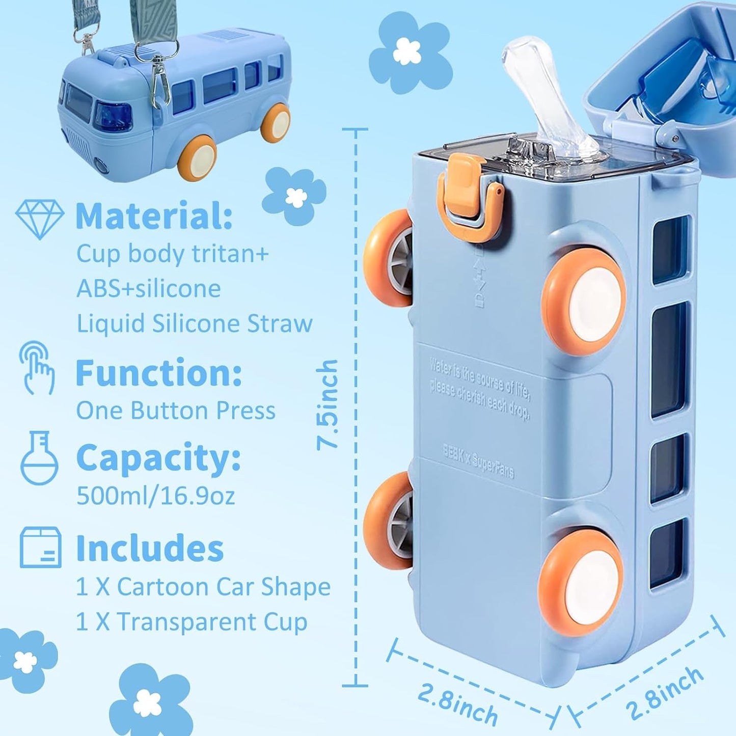 🚌Kids Bus Trolley Water Bottle